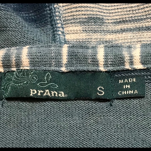 Prana V-Neck Hooded Long Sleeve Striped Top S - Picture 4 of 6